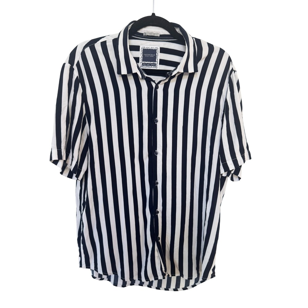 Cactus Man Ricky Singh Mens Striped Short Sleeve Button Up Shirt